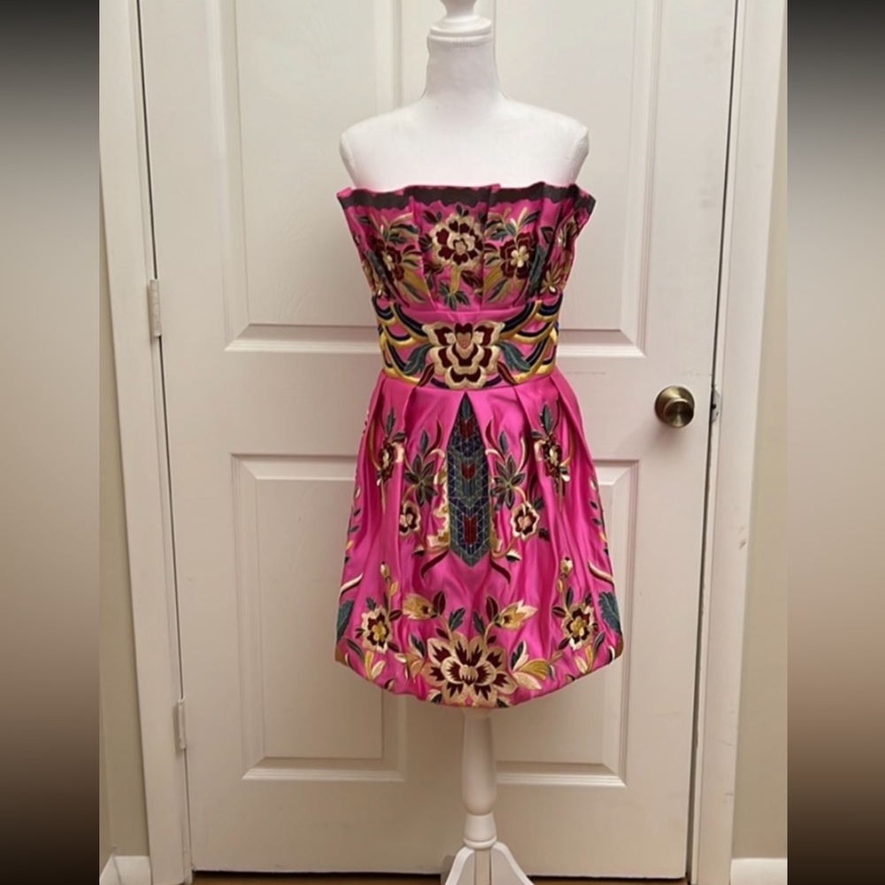 Jovani Floral Embroided Strapless Short Formal Cocktail Dress Size 8